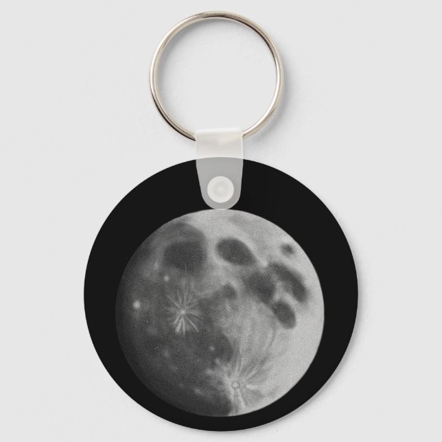 Full Moon Grått Graphic Classic Round Keychain Nyckelring (Framsida)