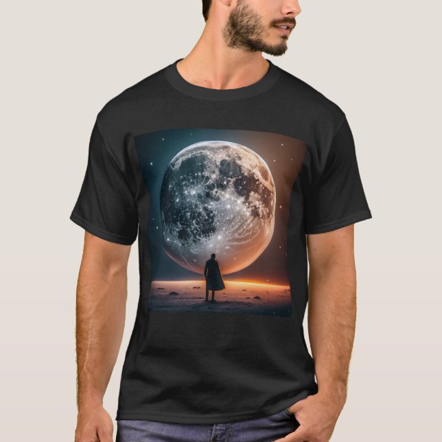 Full Moon Greets Lone Traveler T Shirt (Framsida)