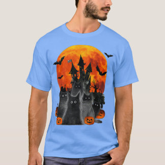 Full Moon Halloween Costume Black Cat Pumpkin T Shirt