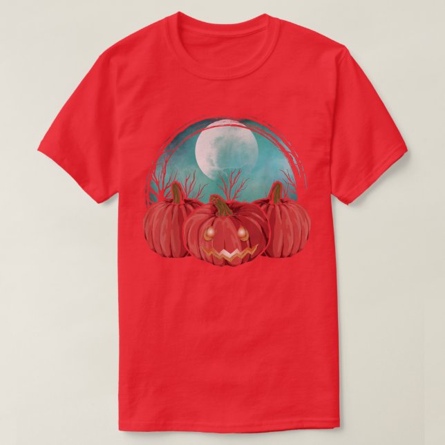 Full Moon Halloween Costume Jack o lantern Creepy T Shirt (Design framsida)