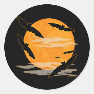 Full Moon Halloween Fladdermus Runt Klistermärke