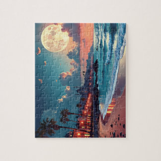 Full Moon Handflatan Seaside Pussel