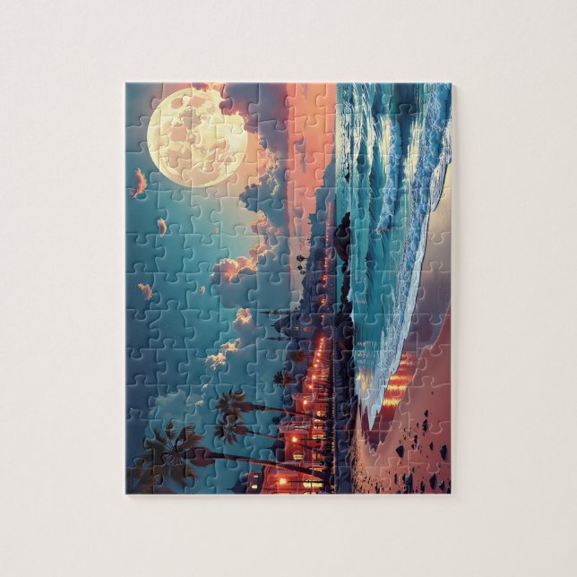 Full Moon Handflatan Seaside Pussel (Vertikal)