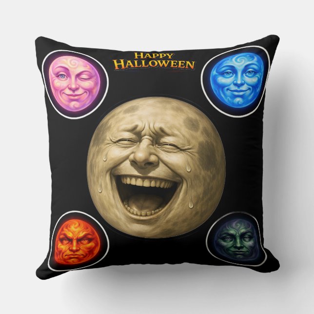 Full moon happy Halloween elemental throw pillow d Kudde (Baksida)