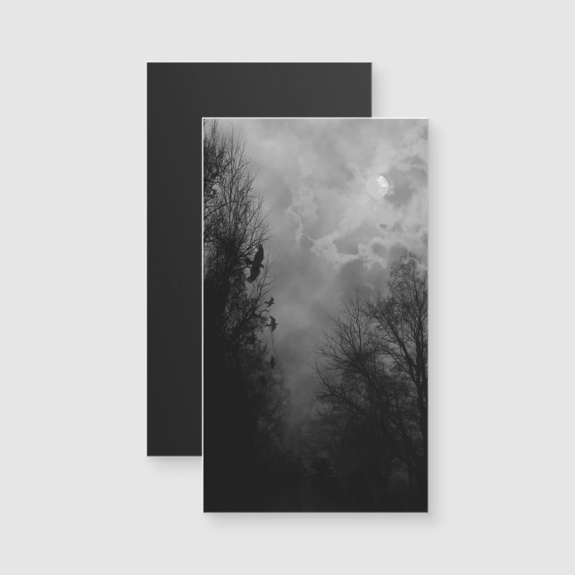 Full Moon Hauned Himmel med Ravens Magnetic Card (Fram/baksida)