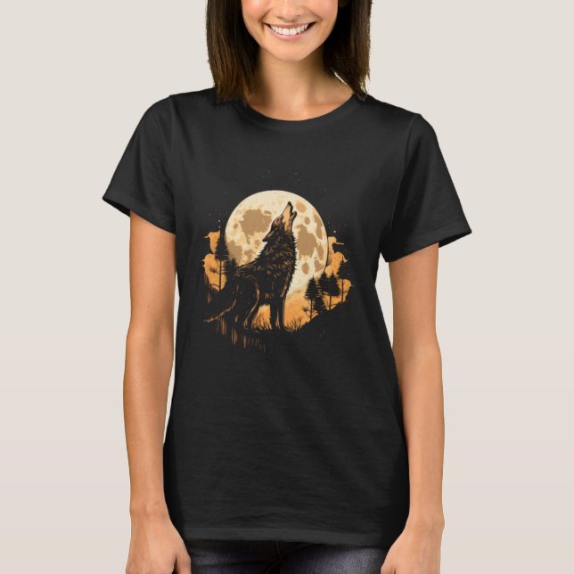 Full Moon Howling Wolf Wolves   3 T Shirt (Framsida)