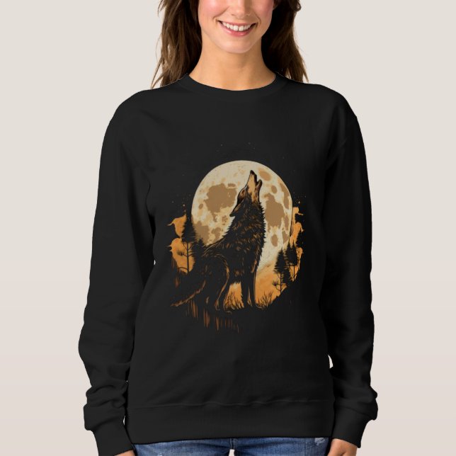 Full Moon Howling Wolf Wolves   3 T Shirt (Framsida)
