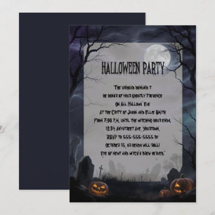 Full Moon i Graveyard Halloween fest Inbjudningar