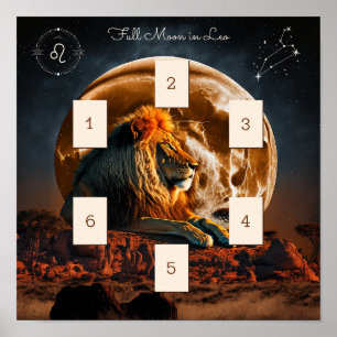 Full Moon i Leo Tarot Spread Poster
