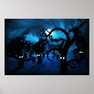 Full Moon i Midnight Forest Poster
