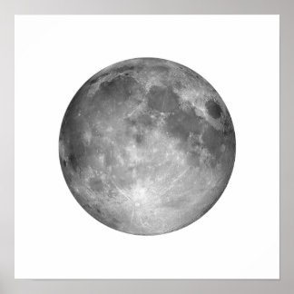 Full Moon i White Himlar Large Poster