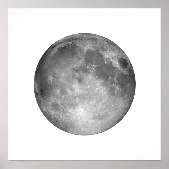 Full Moon i White Himlar Large Poster (Framsidan)