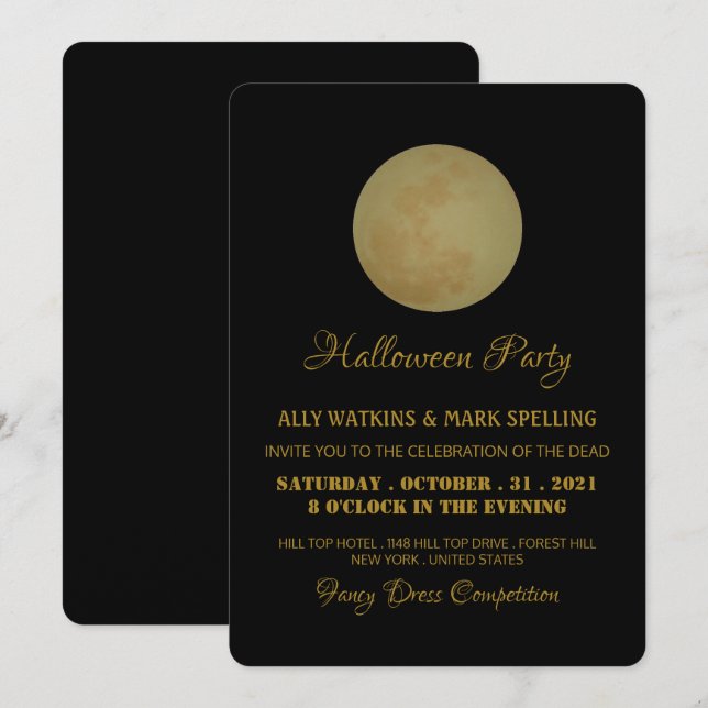 Full Moon, inbjudan till Halloween fest (Fram/baksida)