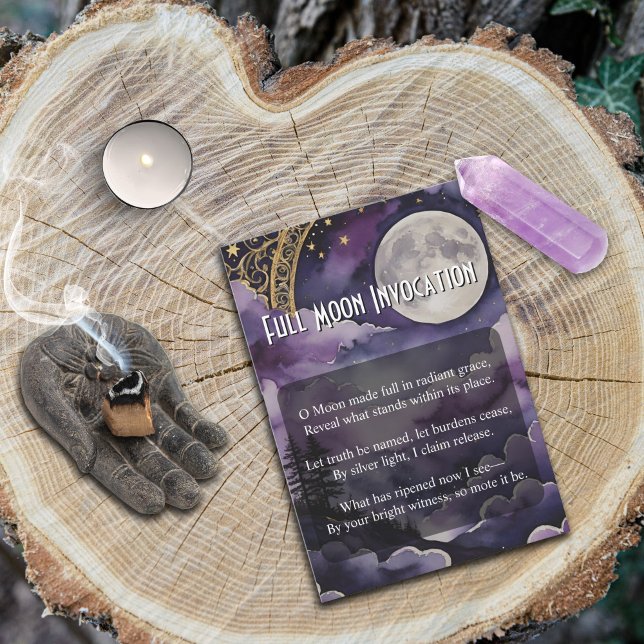 Full Moon Invocation Pagan Prayer Pocket Card Inbjudningar (Full Moon Invocation Card for Pagan and Wiccan Practice by Starborne Devotionals)