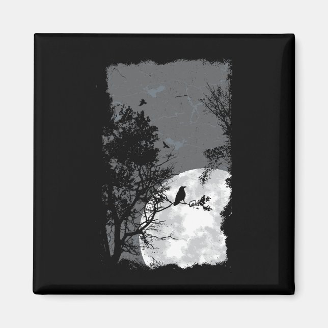 Full Moon Kråka Gloomy Forest Costume Fantastisk H Magnet (Framsidan)