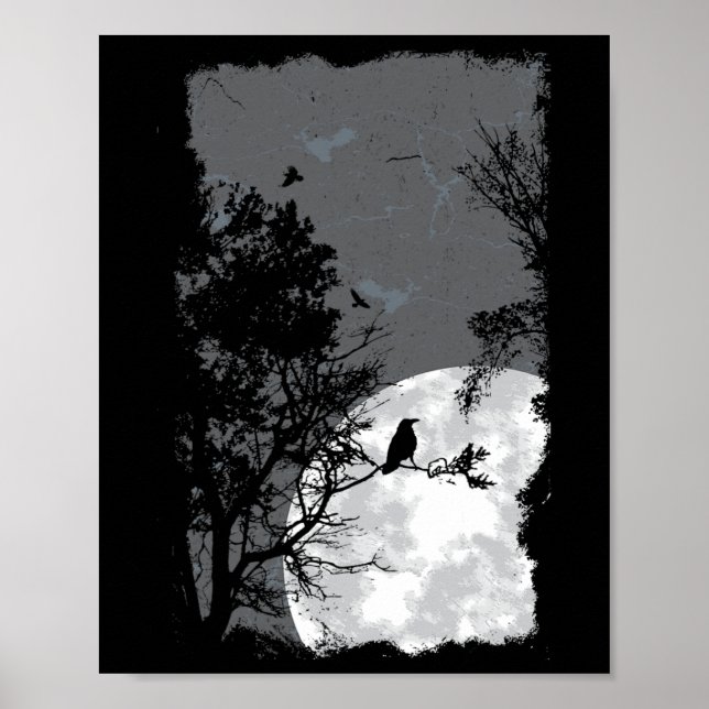Full Moon Kråka Gloomy Forest Costume Fantastisk H Poster (Framsidan)