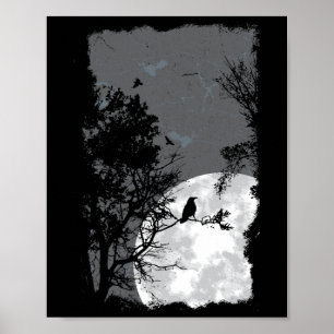 Full Moon Kråka Gloomy Forest Costume Fantastisk H Poster