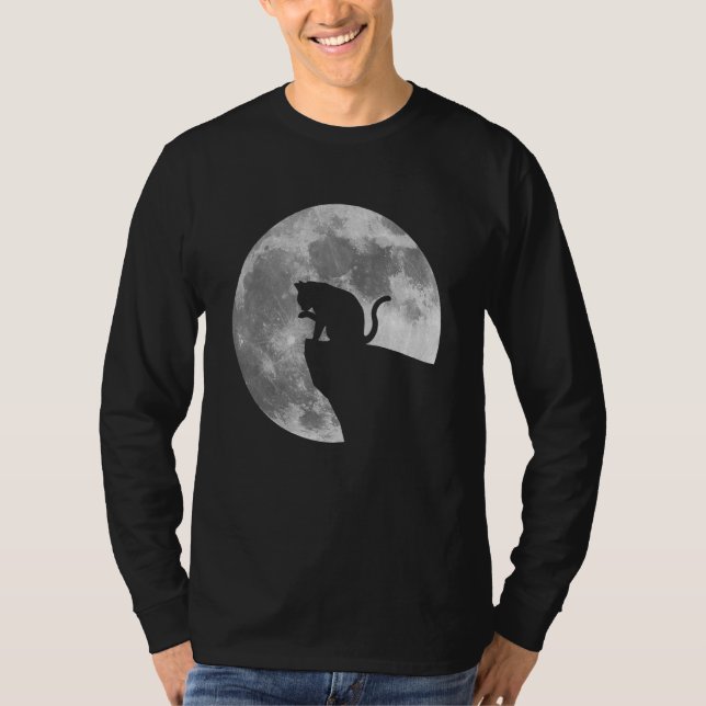 Full Moon Luna Cat T Shirt (Framsida)
