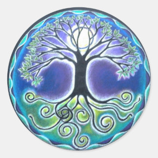 Full Moon Mandala Sticker Runt Klistermärke