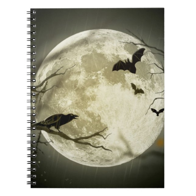 Full Moon med fladdermöss och Raven Anteckningsbok (Framsidan)