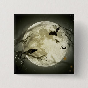 Full Moon med fladdermöss och Raven Knapp