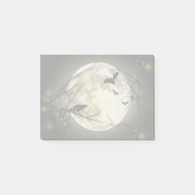 Full Moon med fladdermöss och Raven Post-it Block (Framsida)