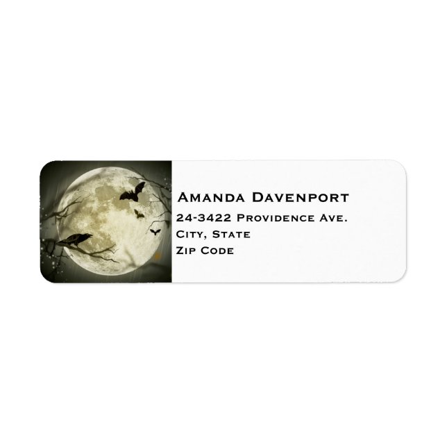 Full Moon med Fladdermus och en Kråka Returadress Etikett (Framsidan)