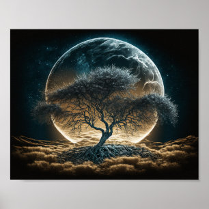 Full Moon med Träd av Root Poster