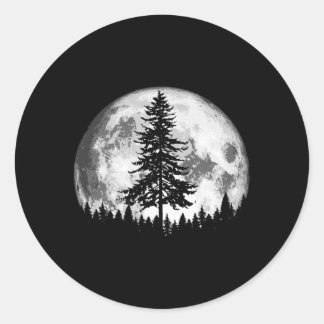Full Moon Minimalist E Träd Runt Klistermärke