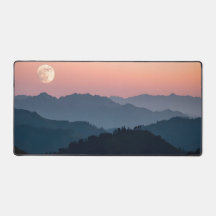 Full Moon Mountain Desk Mat - Sunset Himmel, Tranq