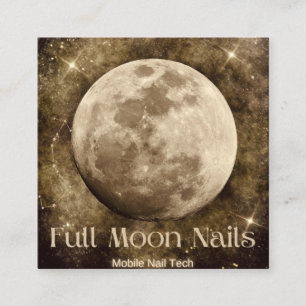 Full Moon Nagel Square-Affärskort Fyrkantigt Visitkort