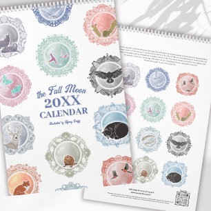 Full Moon Namn, varje år, illustrerad konstkalende Kalender