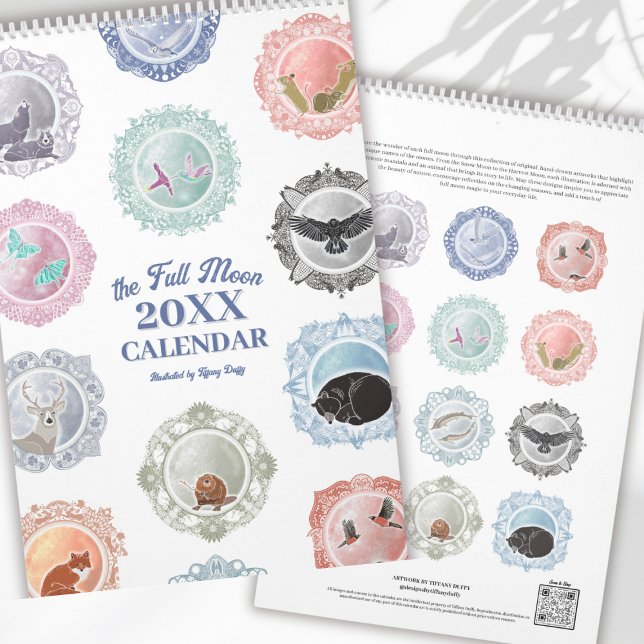 Full Moon Namn, varje år, illustrerad konstkalende Kalender (Skapare uppladdad)