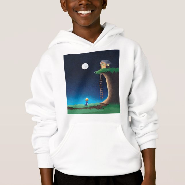 Full Moon Night Himlar Hoodie T Shirt (Framsida)