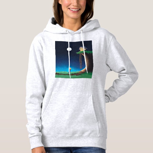 Full Moon Night Himlar Hoodie T Shirt (Framsida)