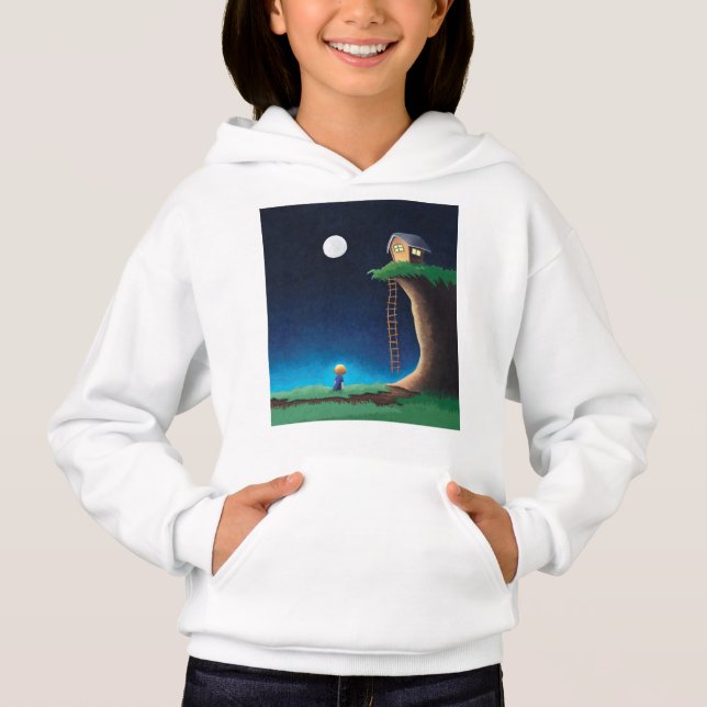 Full Moon Night Himlar Hoodie T Shirt (Framsida)