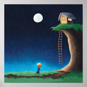 Full Moon Night Himlar Poster