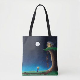 Full Moon Night Himlar Tote Bag Tygkasse