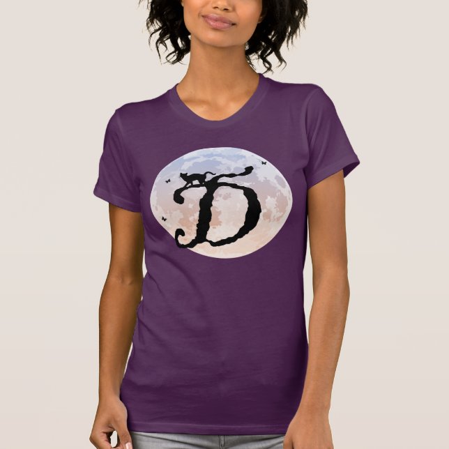 Full Moon och Cat D Initial Monogram T-Shirt (Framsida)