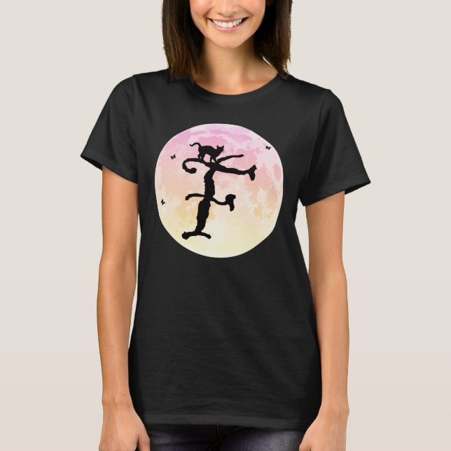 Full Moon och Cat F Initial Monogram T- Shirt T (Framsida)