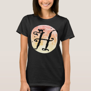 Full Moon och Cat H Initial Monogram T-Shirt