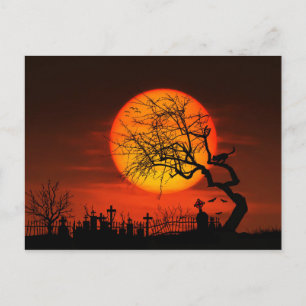 Full Moon och Cat Over Graveyard Vykort