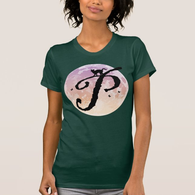 Full Moon och Cat P Initial Monogram T-Shirt (Framsida)