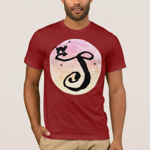 Full Moon och Cat S Initial Monogram T- Shirt T