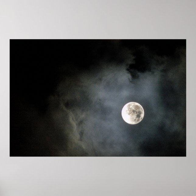 Full moon och moln poster (Framsidan)