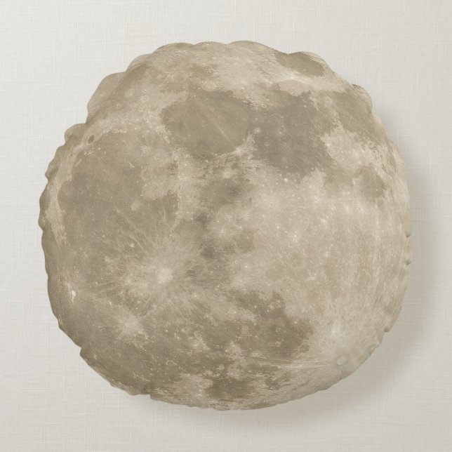 Full Moon och Solar Eclipse Round Pillow Rund Kudde (Framsidan)