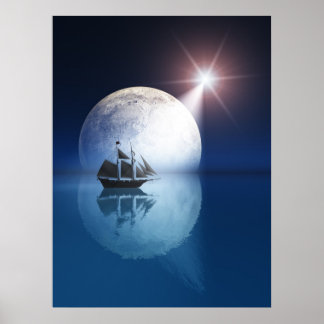 Full Moon och Star över Frakten Poster
