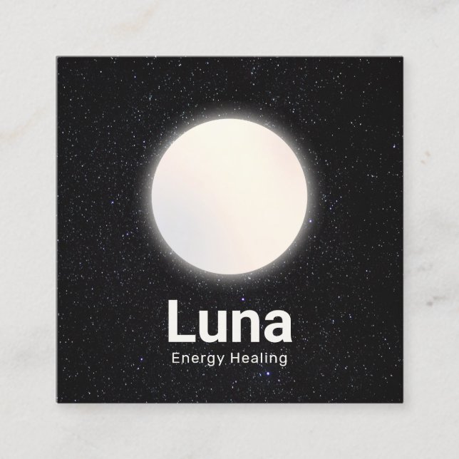 Full Moon och Stars Celestial Universe Fyrkantigt Visitkort (Framsida)