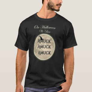 Full Moon och Witch Hat på Halloween Vi Springa Am T Shirt