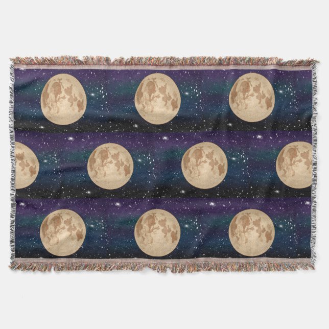 Full Moon on Starry Night Hand plockade Filt (Framsidan)